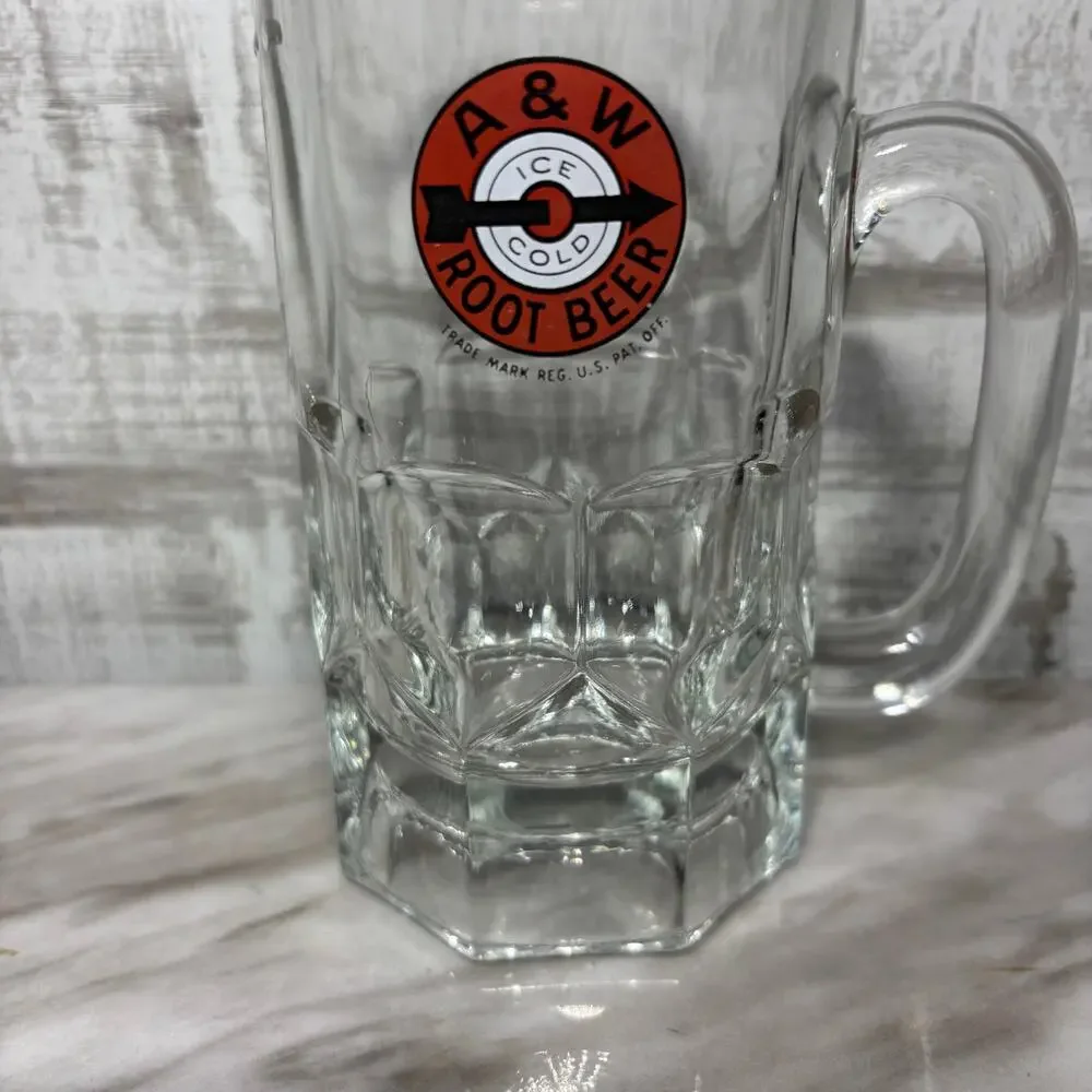 Vintage A&W Root Beer Heavy Glass Mug Bullseye Logo